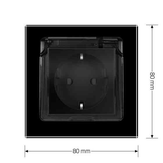 LIVOLO Електрична розетка вологозахисна з кришкою IP44 з заземленням, LIVOLO, чорна, скляна мат Коломия