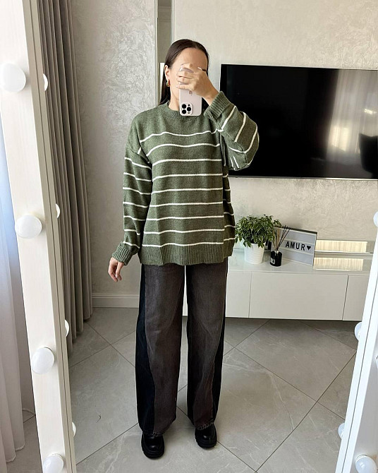 Женские стильные комбинированные джинсы super wide leg 38 Одесса - изображение 3