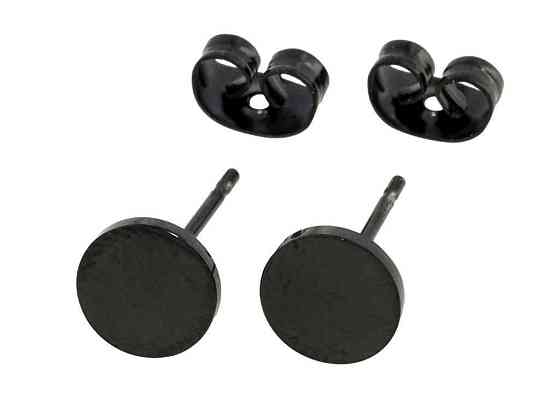 Сережки Stainless Steel Black пусети Круги ø 7мм (204078) ТМ XUPING Киев