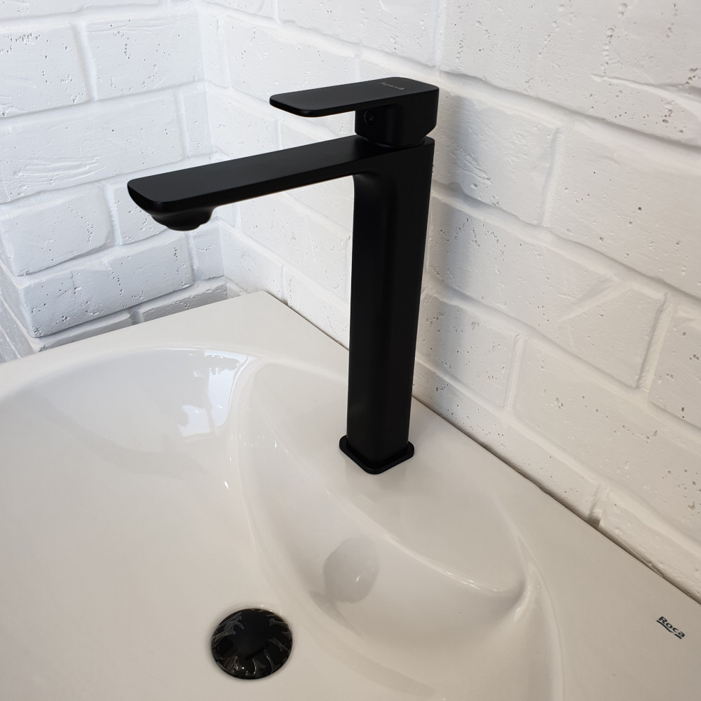Змішувач для умивальника високий IMPRESE BILOVEC чорний матовий Київ - фото 7