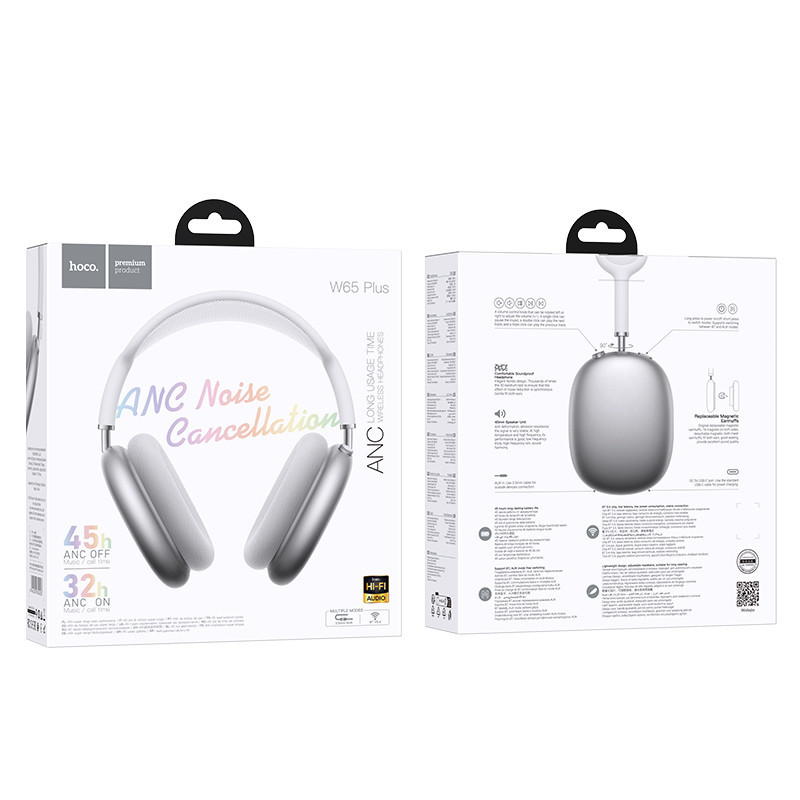 Беспроводные накладные наушники HOCO W65 Plus Happy ANC BT headphones Silver Одесса - изображение 2