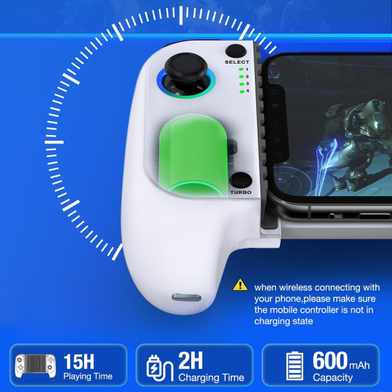 Ігровий геймпад для iPhone/Android, Bluetooth, Hall-джойстики, RGB-підсвітка, Turbo, вібрація, USB-C Київ