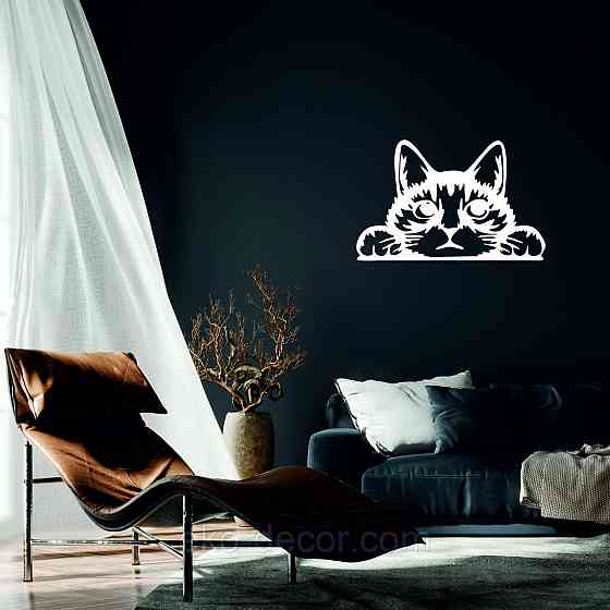 Декоративное настенное 3D Панно «Кот» Декор на стену с объемом (цена за 1 шт) 70*45 см, Белый Киев