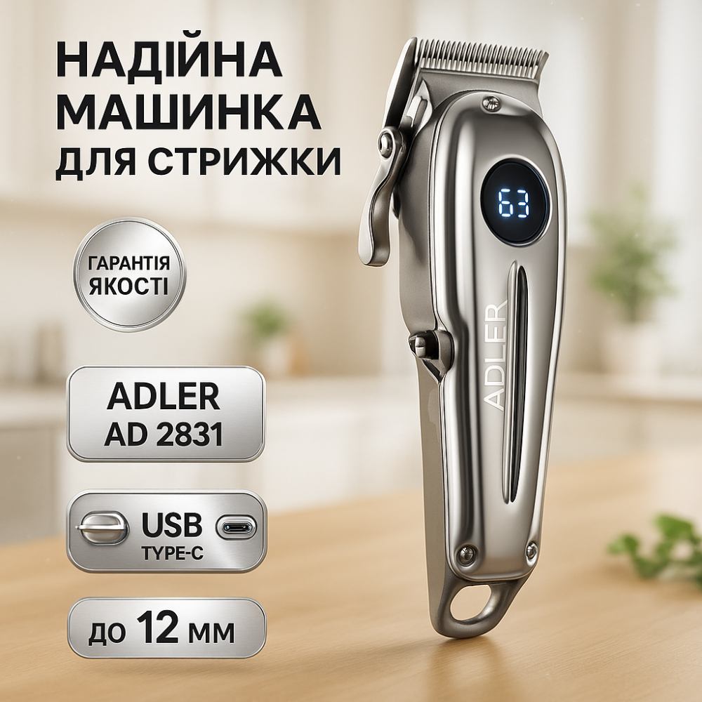 Машинка для стрижки на акумуляторі Adler AD 2831, Бездротові машинки для стрижки легкі KV-51 Львів - фото 6