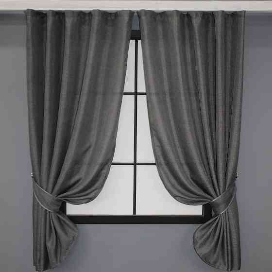 Комплект коротких штор VR-Textil Лен Мешковина № 1140ш 130х170 см 2 шт Графитовый (35-0035) Киев