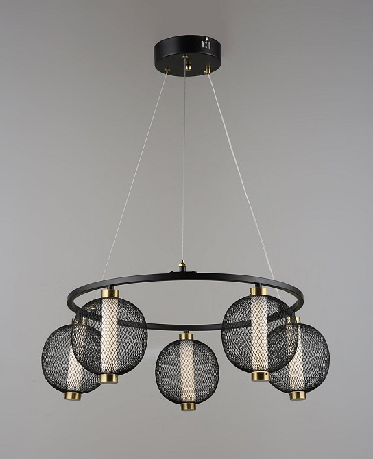 VALESO Люстра підвісна світлодіодна VALESO 5 плафонів LED Чорний Золото Метал 3000K+6500K /5 Коломыя - изображение 1