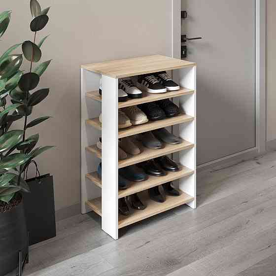 Тумба для взуття VAYS, взуттєва полиця M-36 Дуб Сонома-Білий Львів