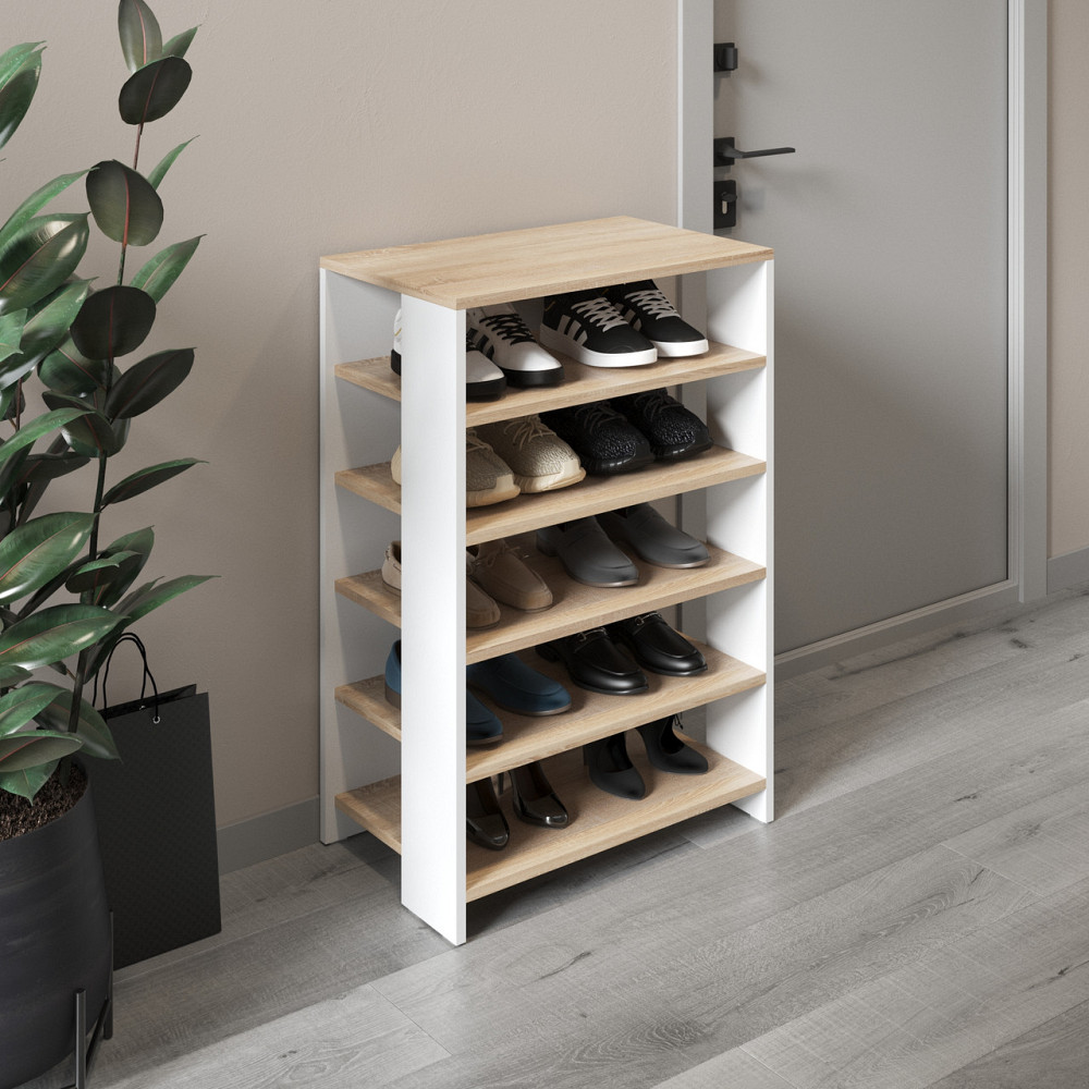 Тумба для взуття VAYS, взуттєва полиця M-36 Дуб Сонома-Білий Львів - фото 1