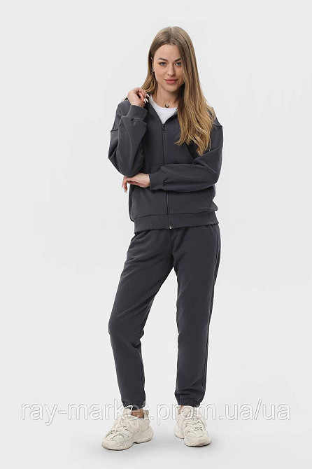 Костюм женский худи на молнии и брюки темно-серый RAY PREMIUM LOOSE U0809 (U0809W-Dark Grey) XXL Киев - изображение 2