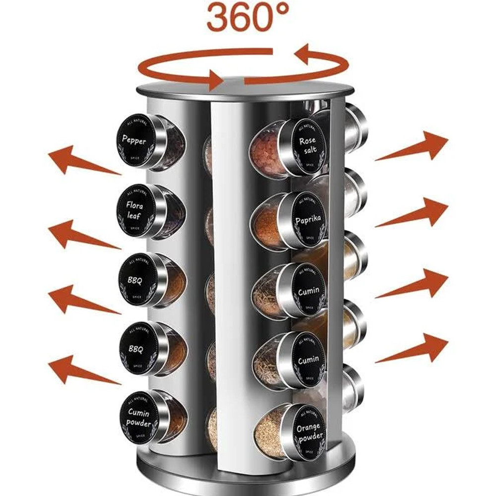 Набор для специй и приправ, 20 баночек, поворотный / Органайзер для специй / Баночки для приправ Киев - изображение 7