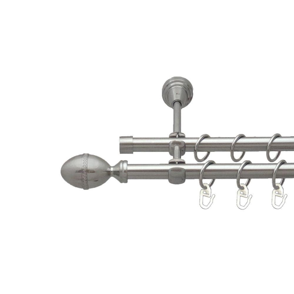 Карниз Orvit Фарже металевий дворядний відкритий гладка труба кільце металеве Нержавіюча Сталь 16\16 мм 160 см Львов - изображение 1