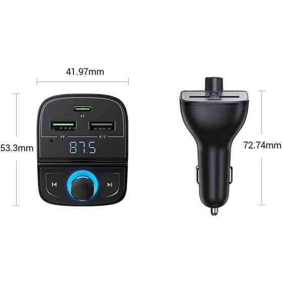 Автозарядка 3xUSB 31,5W (USB-C+2xUSB-A) BT Transmitter + TF Чорна (CD229) UGREEN Винница