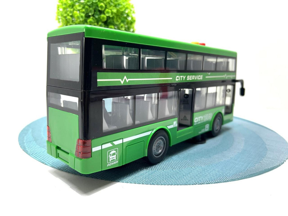 Автобус інерційний двоповерховий світло звук двері відкриваються гумові колеса Зелений (RJ5504) Чернигов - изображение 5