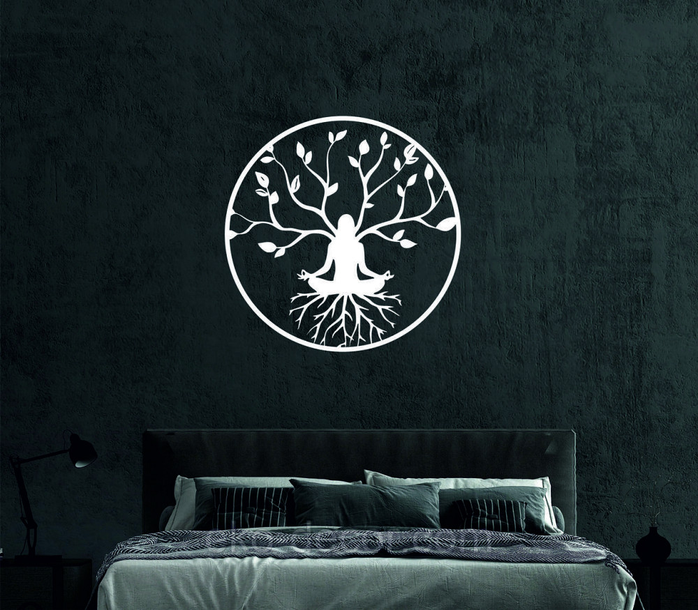 Декоративне настінне 3D Панно «ЙОГА» Декор на стіну з об'ємом 70*70 см, Білий Київ - фото 4