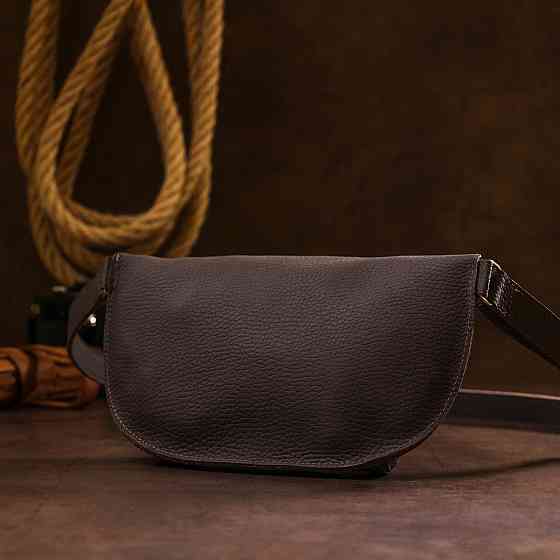 Кожаная матовая бананка Shvigel 16381 Коричневый Киев