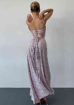 Жіноча романтична сукня максі на бретелях із розрізом штапель Білий, 42/44 Одеса