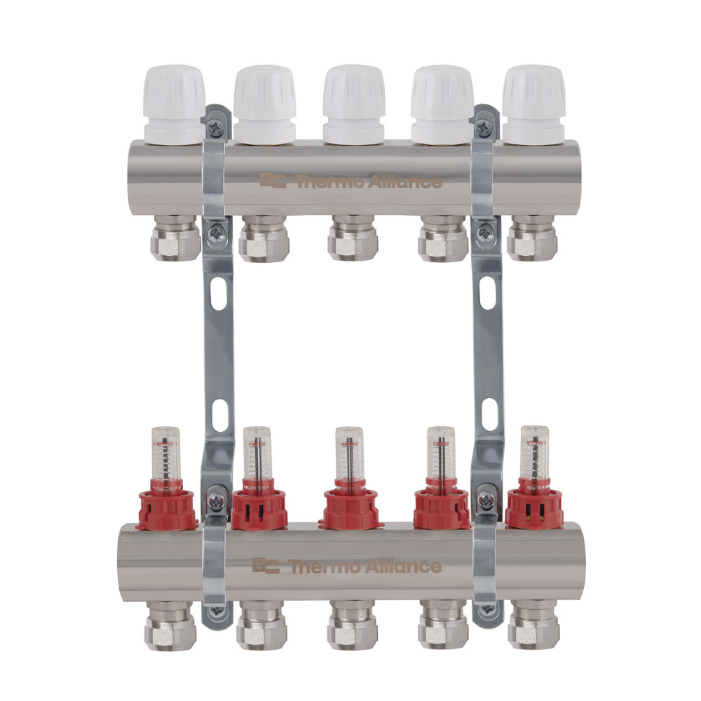 Коллектор латунный с расходомерами и евроконусами Thermo Alliance Standart 1