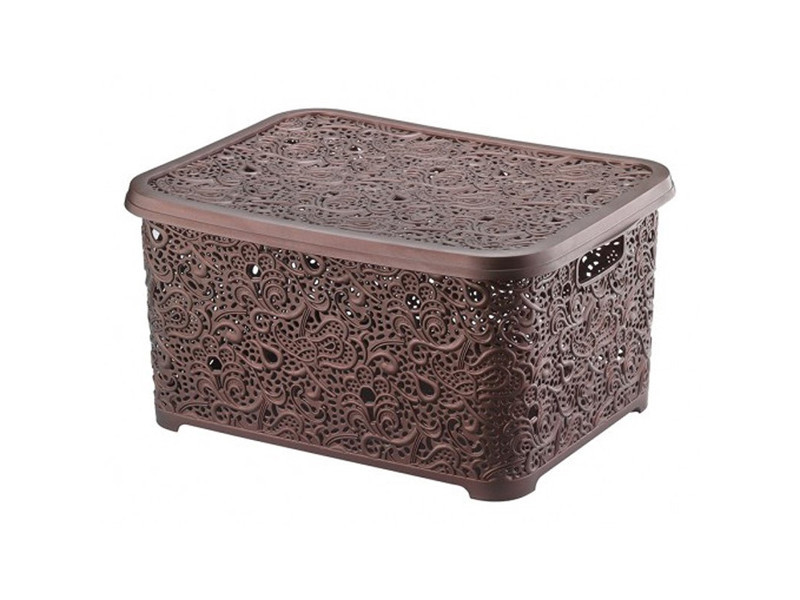 Кошик з кришкою ажурний, Efe plastics 10 л, коричневий Одеса - фото 1
