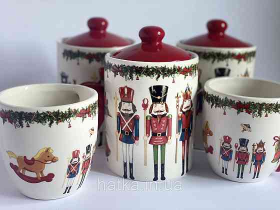 Банку новорічна для солодощів круп чаю керамічна Лускунчик 600мл Київ