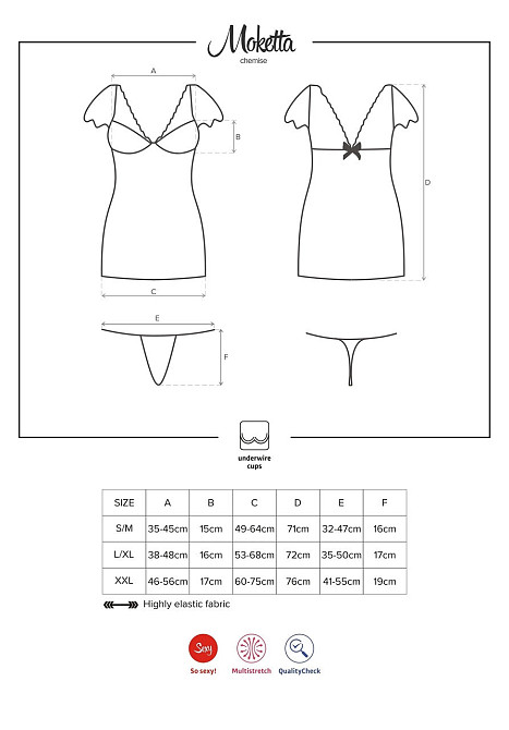 Сорочка з мереживними рукавами і стрінги Obsessive Moketta фіолетовий, L/XL Sex Aura Київ - фото 5