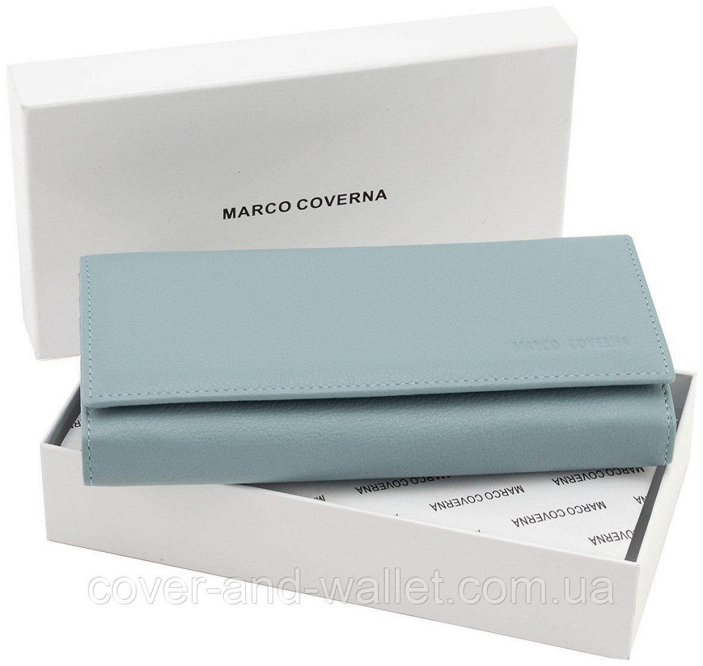 Жіночий гаманець із м'якої натуральної шкіри з магнітною фіксацією блакитного кольору Marco Coverna 1413-11 Київ - фото 10