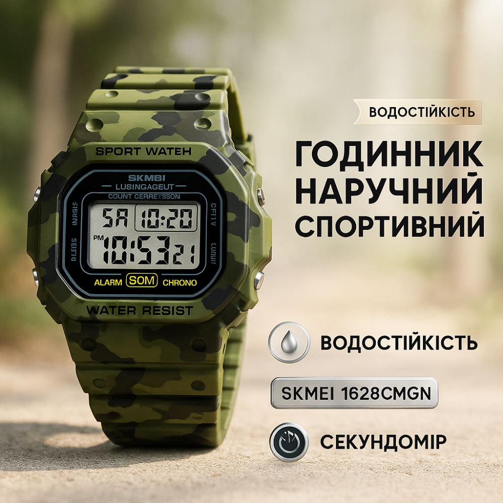 Брендовые мужские часы SKMEI 1628CMGN, Часы армейские оригинал, Часы для походов спортивные спорт TE-81 Львов - изображение 17