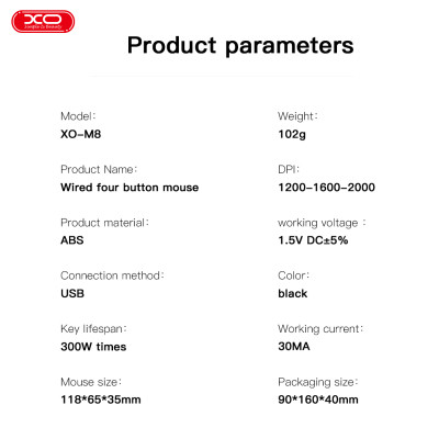 Мишка XO M8 Wireless Black (M8 Black) Вінниця - фото 7