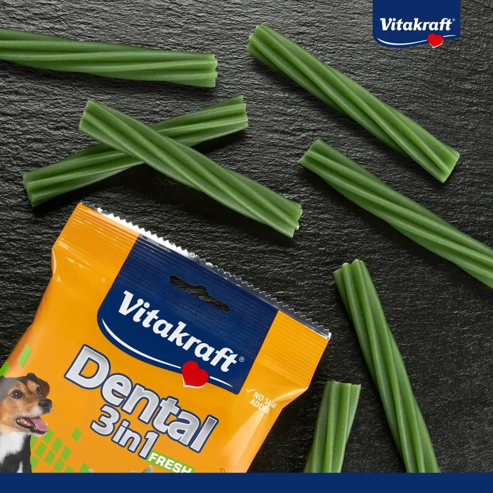 Ласощі для собак вагою 5 - 10 кг Вітакрафт Vitakraft Dental Stick 3in1 FRESH смачні палички для догляду за зубами з м’ятою, 120 г Вінниця - фото 5