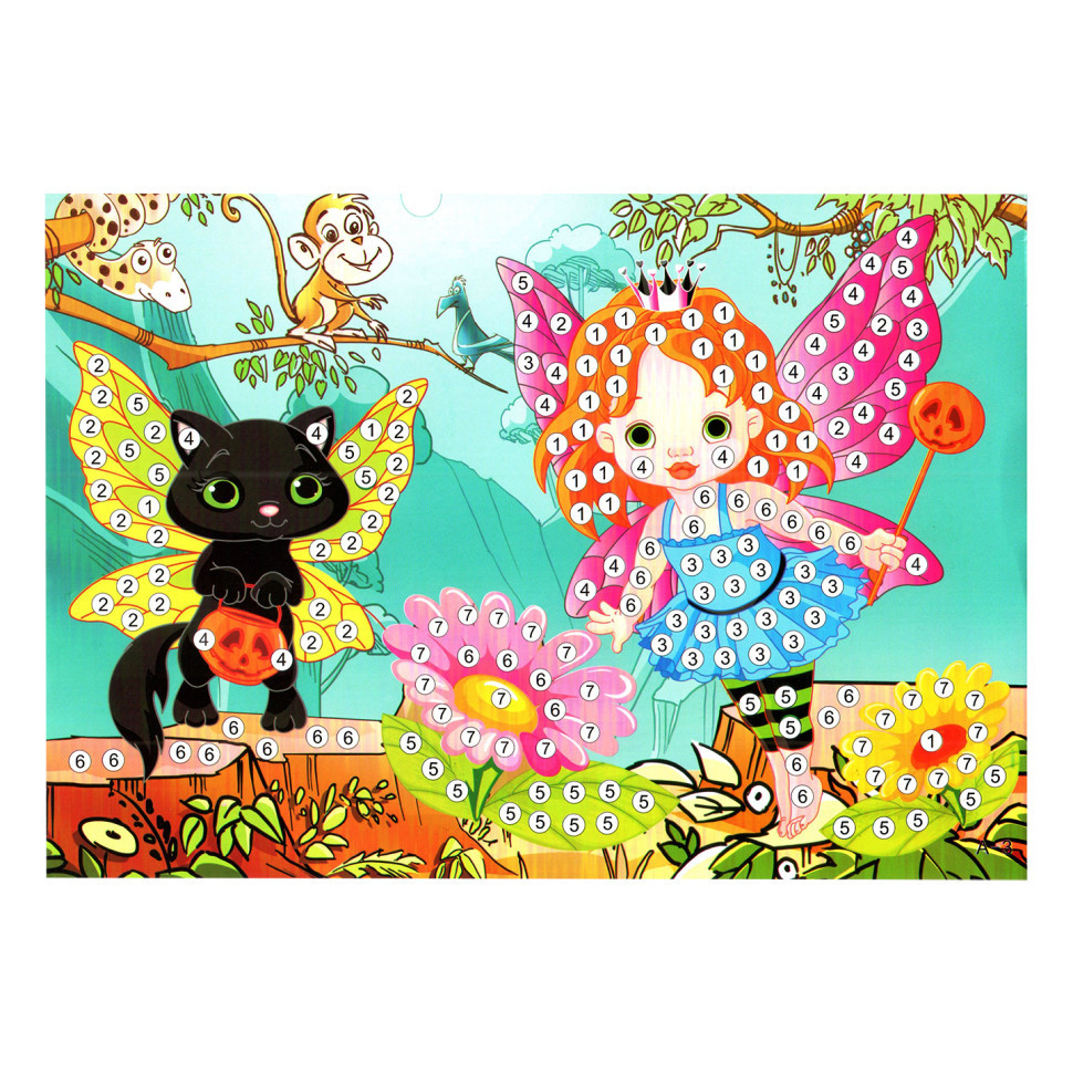 Дитяча мозаїка за номерами "Фея 1" 13-127-8 різнокольорові камінчики Вінниця - фото 1