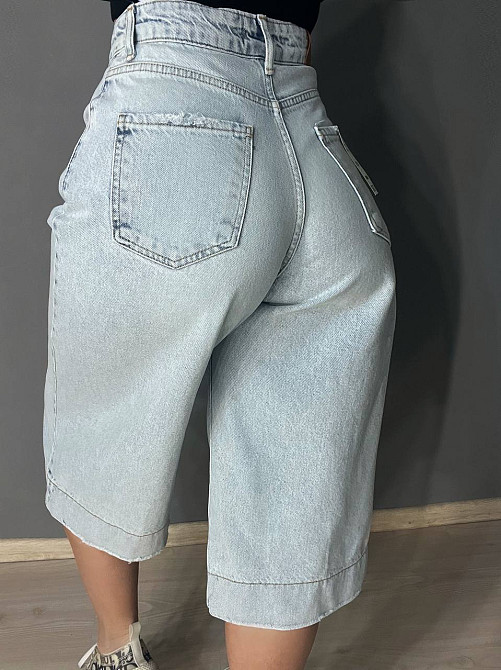 Шорти жіночі джинсові Sherocco 392-1 бермуди довгі з манжетами та стрілкою блакитні, блакитний, 25, 25, 68 см, 98 см Київ - фото 2