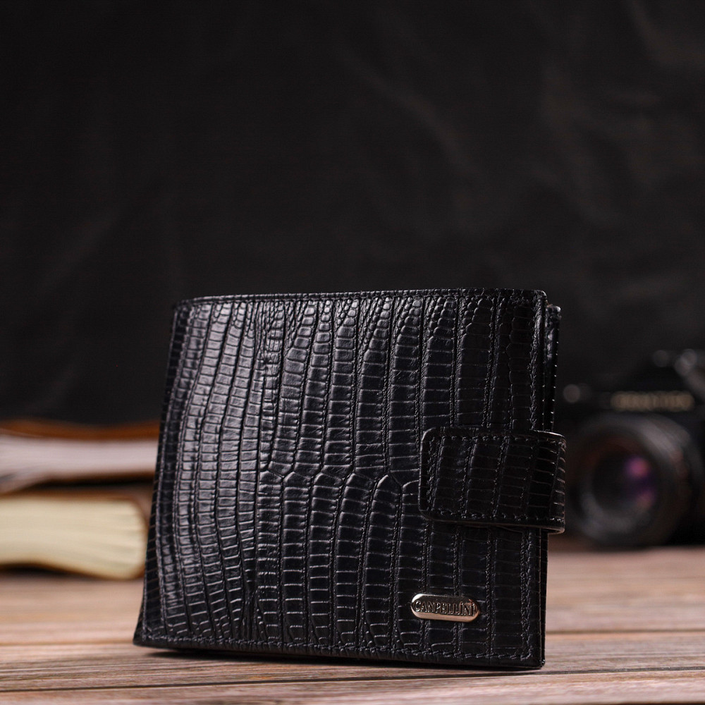 Оригинальный фактурный бумажник горизонтального формата из натуральной кожи с тиснением CANPELLINI 21771 Киев - изображение 8