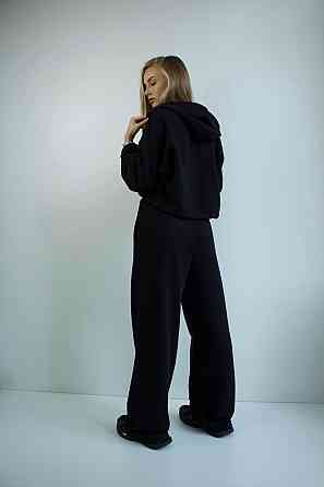 Женский трендовый базовый спортивный костюм трехнить петля Черный, 46/48 Одесса