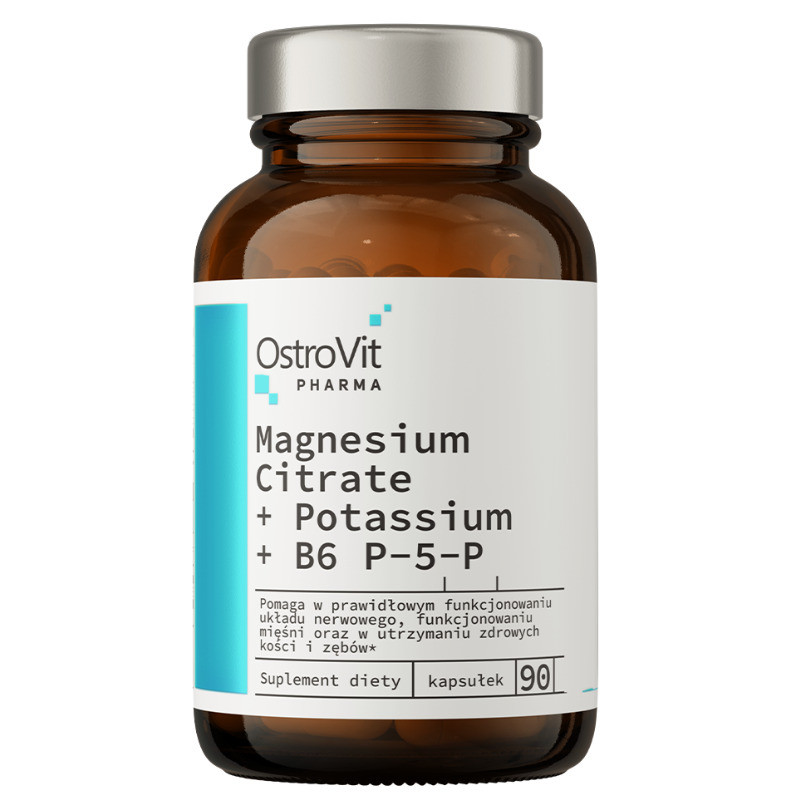 Магний, калий и витамин B6 Ostrovit Pharma Magnesium Citrate + Potassium + B6 P-5-P 90 caps Луцк - изображение 1