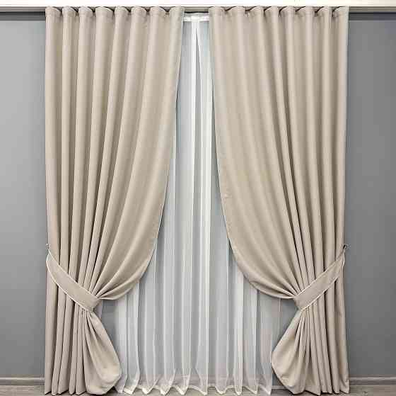 Комплект штор VR-Textil Блекаут двосторонній Scandi № 1904ш Бежевий 200х270 см 2 шт (32-263) Київ