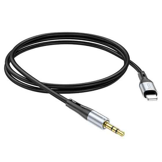 Аудiокабель HOCO UPA22 iP to 3.5mm male, silicone, 1m, Black Одеса