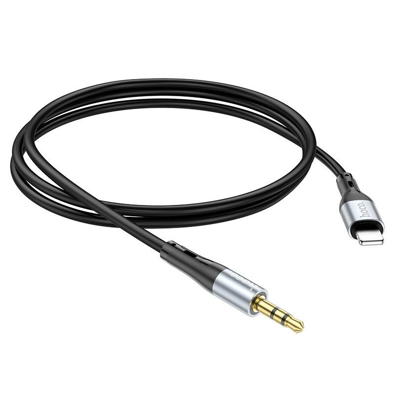 Аудiокабель HOCO UPA22 iP to 3.5mm male, silicone, 1m, Black Одеса - фото 3