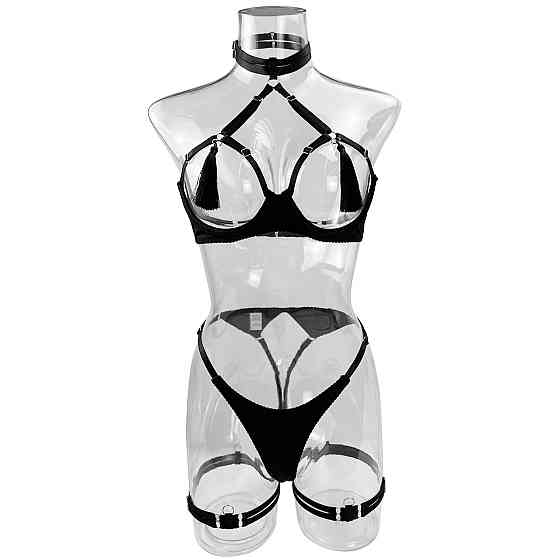 Комплект білизни еротичний з чокером S чорний Київ