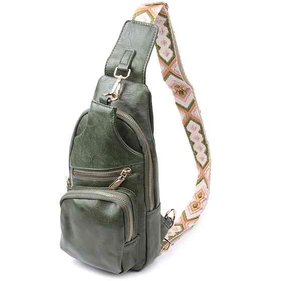 Трендова жіноча слінг сумка через плече з екошкіри Зелений (Vintage) Київ