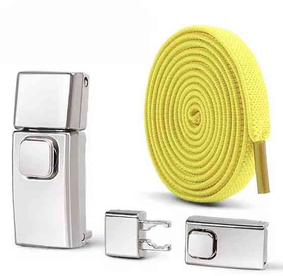 Эластичные шнурки без завязок с металлическими застежками Желтый Смела
