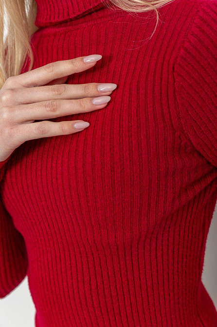 Гольф женский однотонный, хлопковый трикотаж с лайкрой, эластичный, прямой крой, Бордовый, S-M Лубны - изображение 10