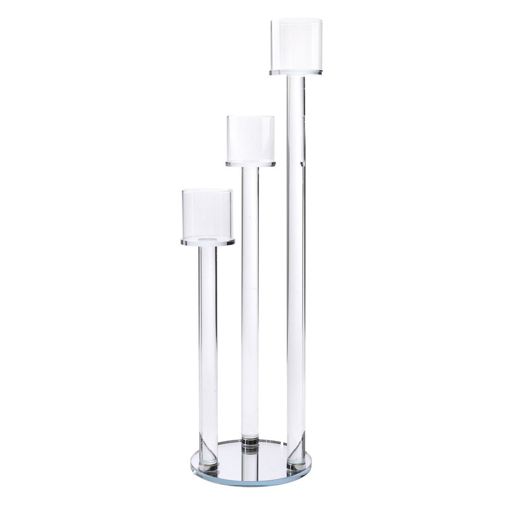 Підсвічник скляний на 3 свічки 16×57 см підсвічник декоративний прозорий на ніжці HP-4-15 Коломия - фото 3