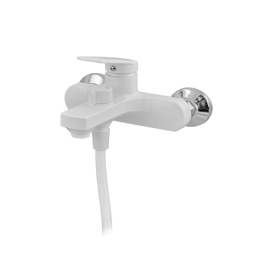 Змішувач для ванни Plamix Lucas-009 EURO SET білий зі шлангом, лійкою та кронштейном (PM0708) Харків - фото 4