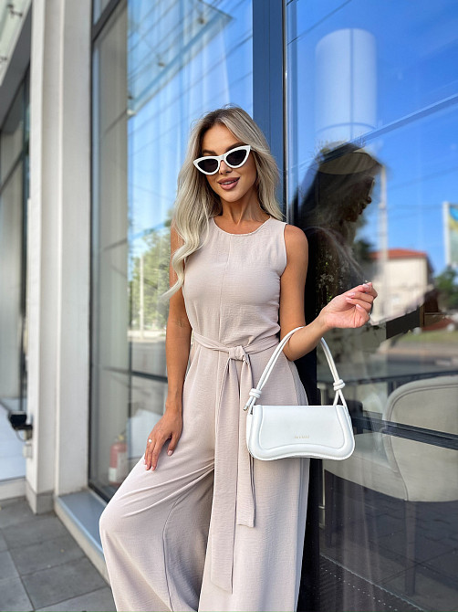 Женский комбинезон с широкими брюками Vita 42-44, Бежевый Киев - изображение 3