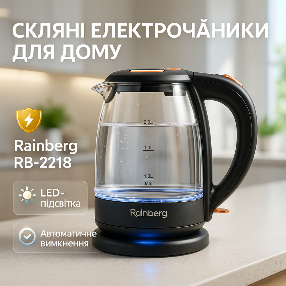 Премиум электрочайник Rainberg, Электрочайник с защитой, Мощный электрический чайник для дома CL-92 Львов - изображение 10