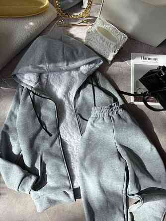 Жіночий теплий повсякденний костюм двійка: худі+штани,  трьохнитка на флісі + хутро Одеса