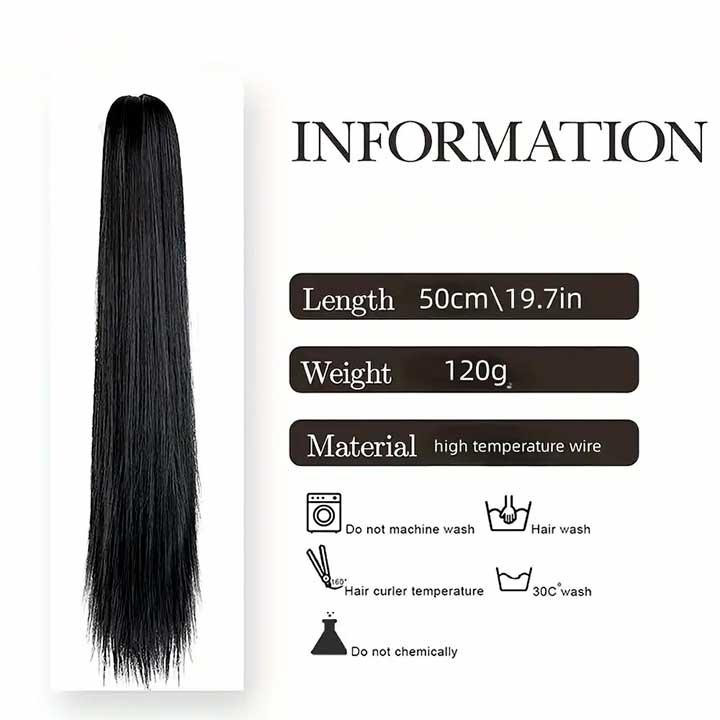 Шиньйон накладний хвіст на шпильці Didaka пряме волосся — 50 см "Брюнетка" Вінниця - фото 6