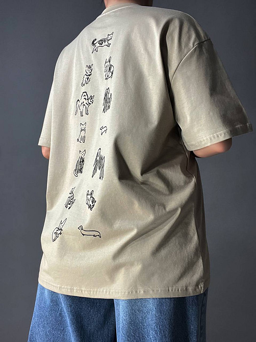 Футболка женская A-N 2358 оверсайз с рисунком животных на спине, хаки, one size Киев - изображение 12