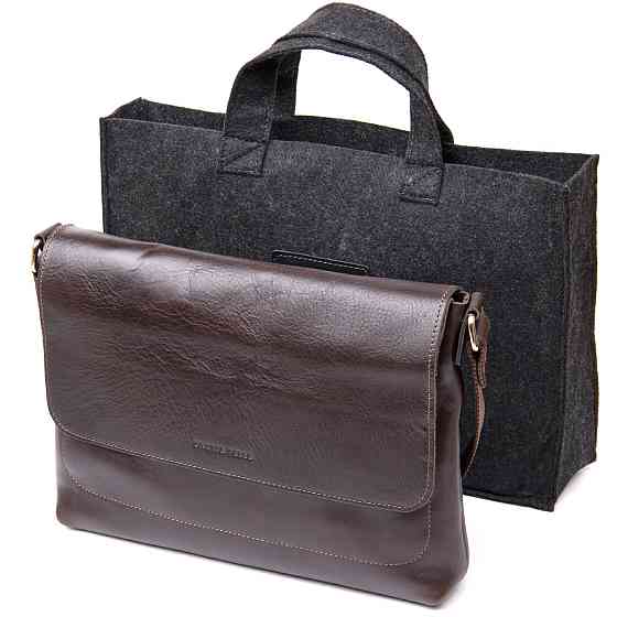 Кожаная мужская сумка Коричневый (GRANDE PELLE) Киев