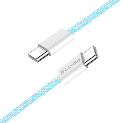 Дата кабель USB-C to USB-C 1.0m 60W 3.0А blue ColorWay (CW-CBPDCC061-BL) Вінниця - фото 8