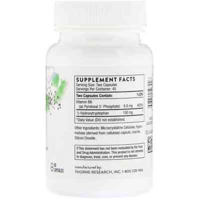 Амінокислота Thorne Research 5-HTP (5-гідроксітріптофана, 5-Hydroxytryptophan) 100 мг, 90 (THR-50302) Вінниця